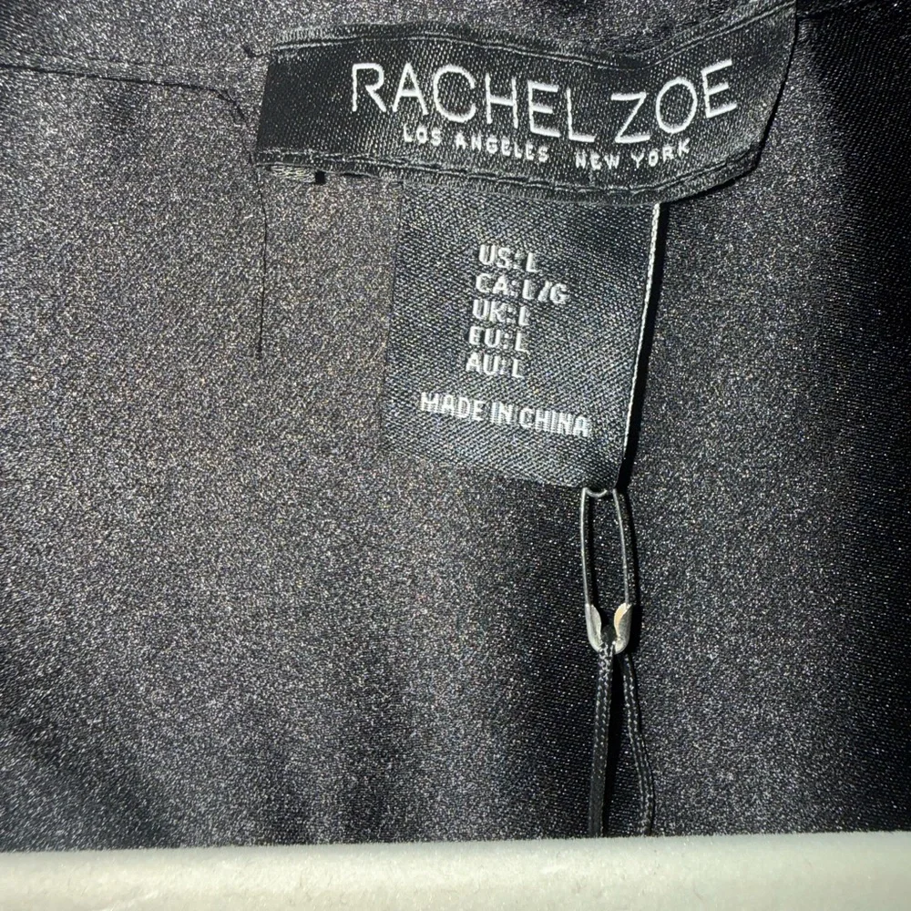 Classic Sophistication Rachel Zoe Women’s Black Satin Button Down Shirt - Picture 3 of 5